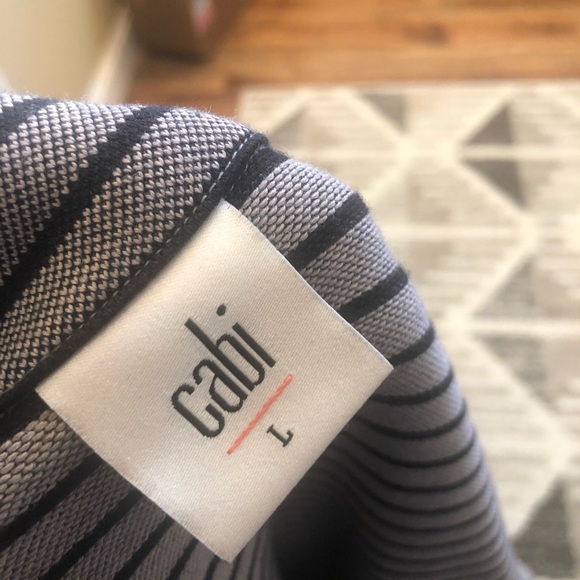 Cabi striped trench perfect “collarless car coat” jacket sz Large (B09) - Picture 7 of 16